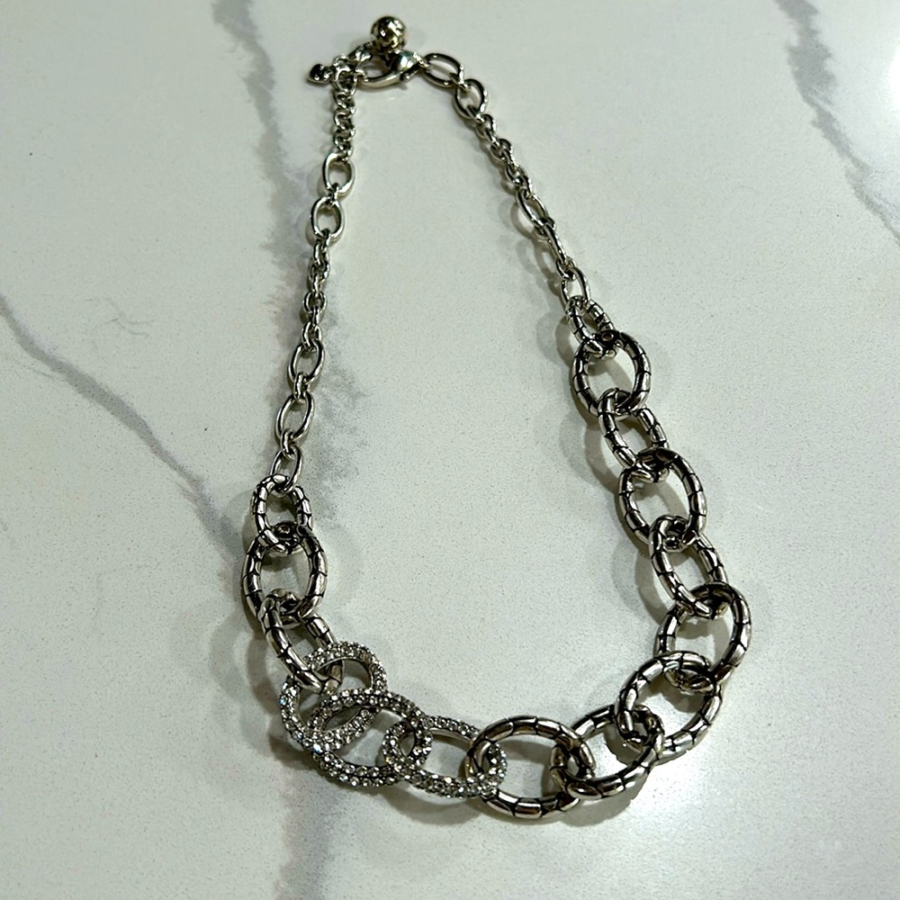 Brighton Pebble Pave Chain Necklace silver